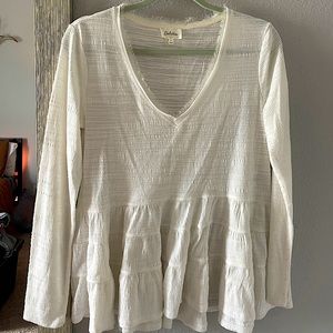 Deletta (Anthropology) White Long-Sleeve Top